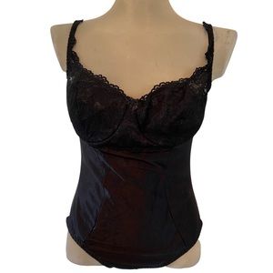 Vintage Illusions Black Lace Underwire Bustier Y2K Bodysuit Tank Top 38B